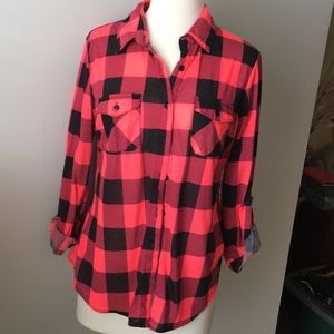 Black and pink flannel shirt